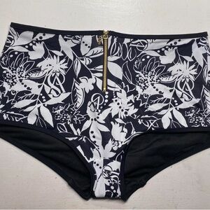 Victoria’s Secret Black and White Floral High-Waisted Bikini Bottoms